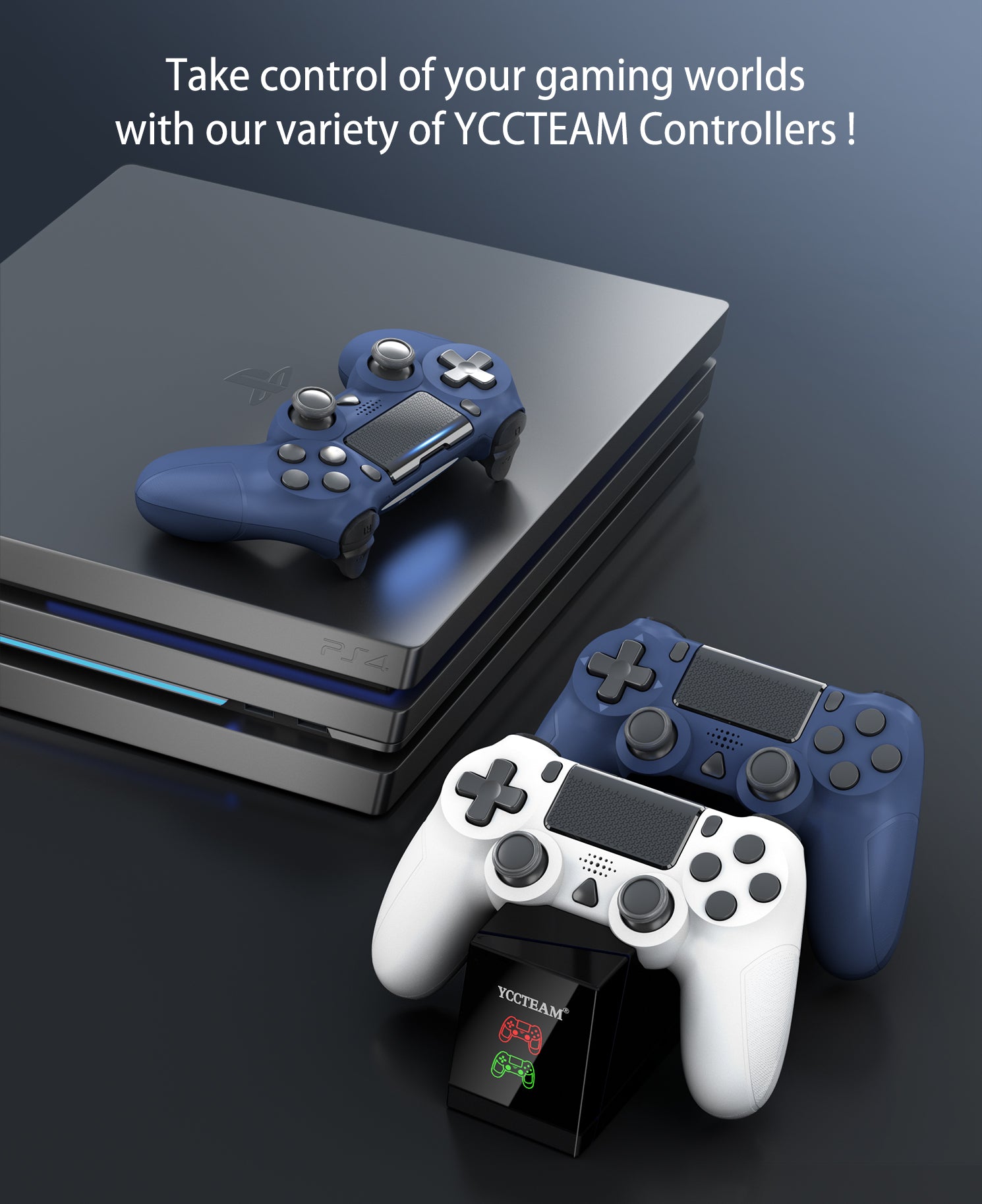 YCCTEAM Wireless Game Controller with Ba Built-in 1000mAh Rechargeable