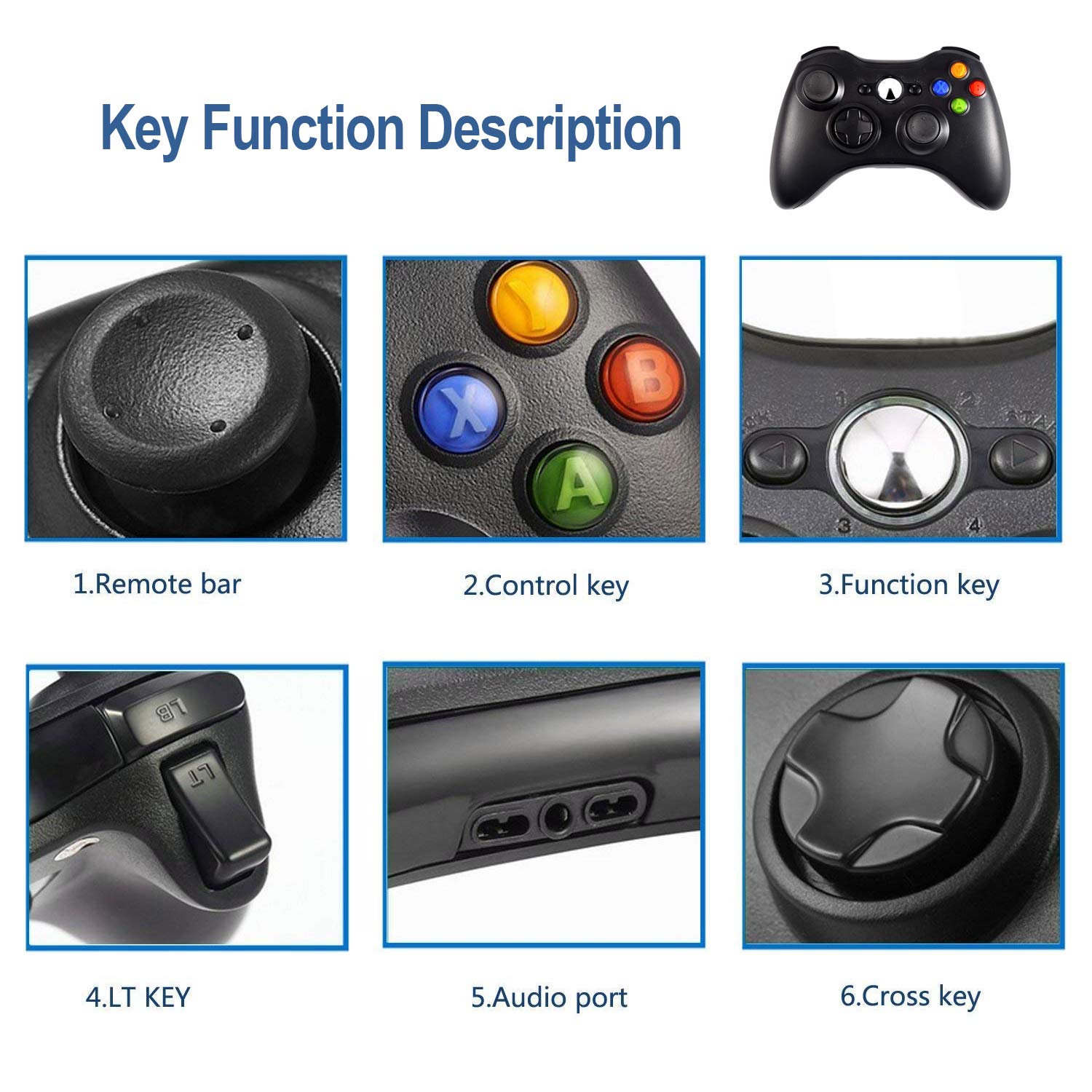 Xbox 360 Wireless Controller,Compatible for Xbox & Slim 360 PC Windows 7,  8, 10 – YCCTEAM